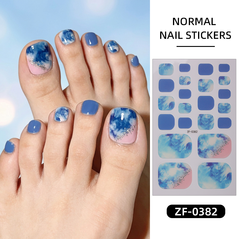 Nail Art Full Design - 22Tips Stiker Kuku Kaki Motif Marmer