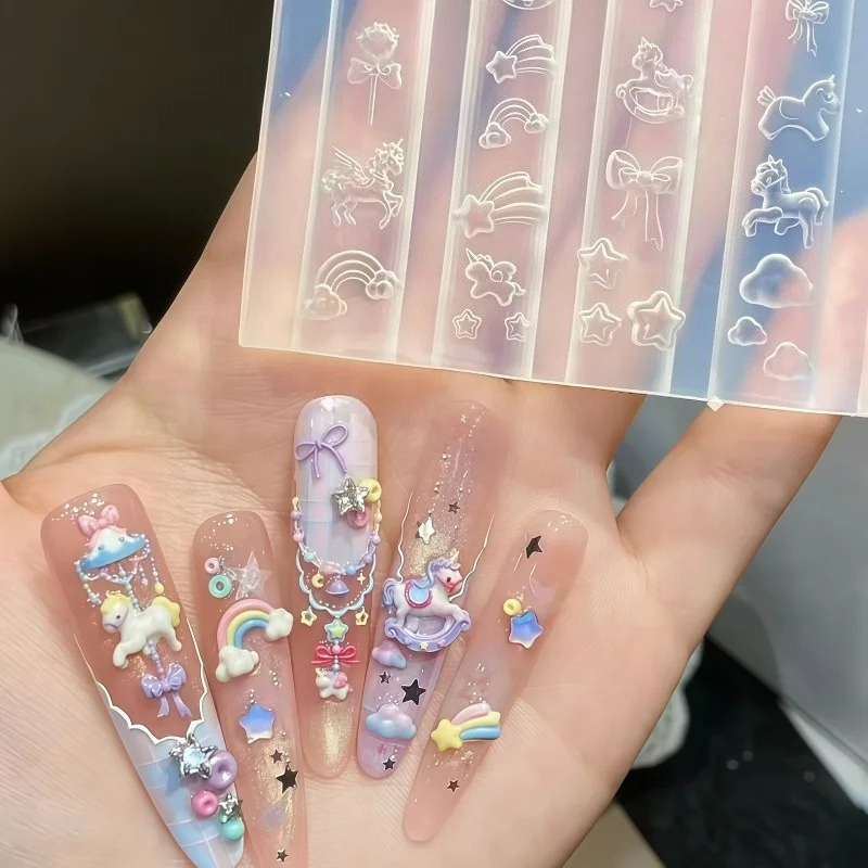 Nail Art Rainbow - Cetakan Silikon Transparan DIY untuk Dekorasi