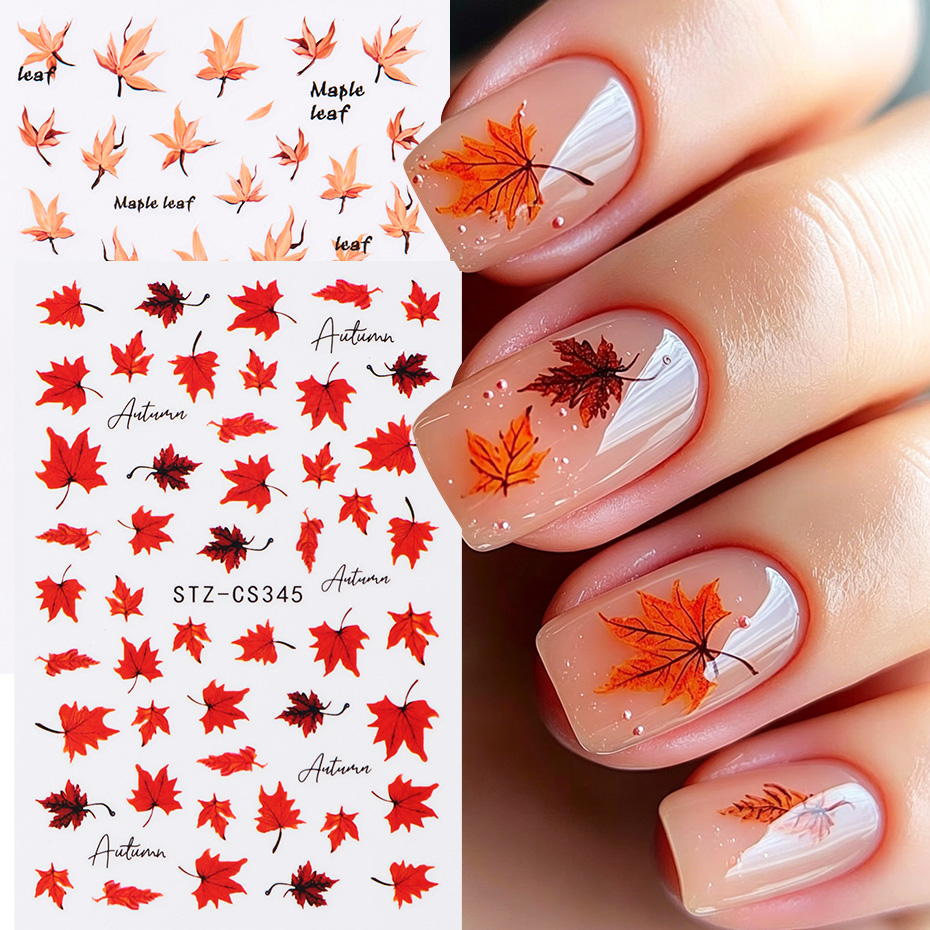 Nail Art Full Design - 2 Buah Stiker Seni Kuku Daun