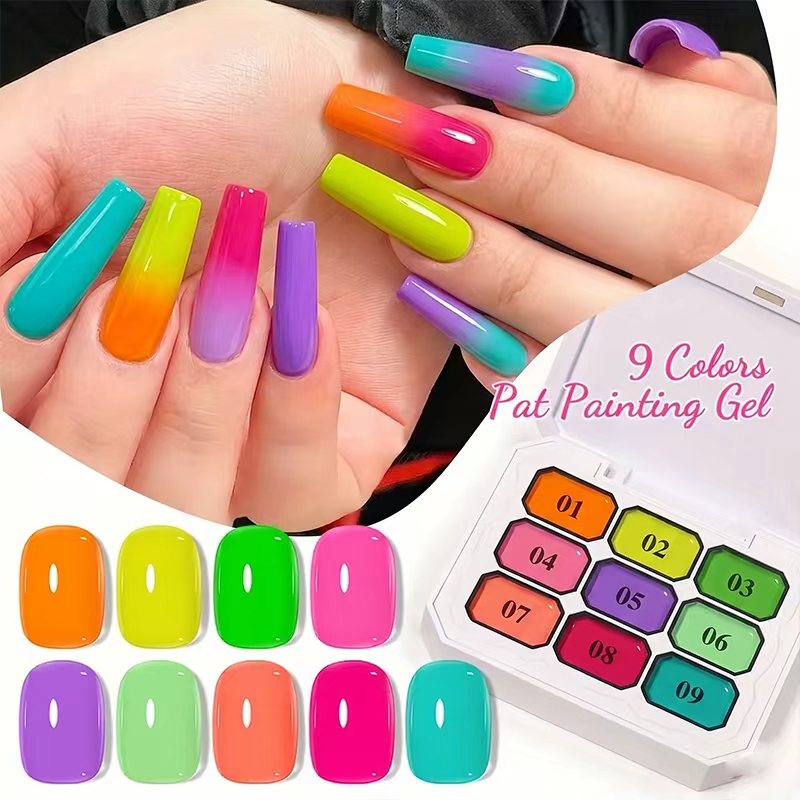 Nail Art Rainbow - Set Gel Kuku Neon Sembilan Warna