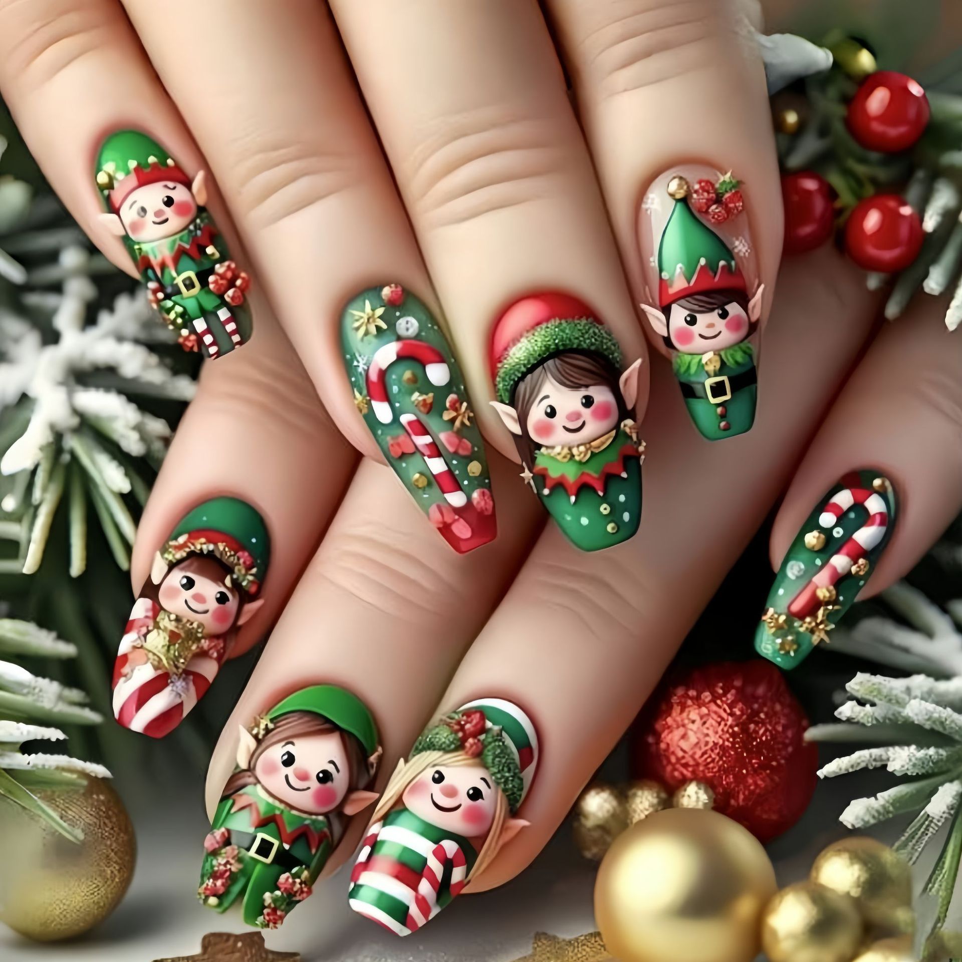 Nail Art Fake - Kuku palsu ukuran sedang untuk pesta