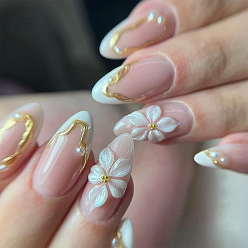 Nail Art Full Design - 24pcs Set Kuku Palsu Panjang Bentuk