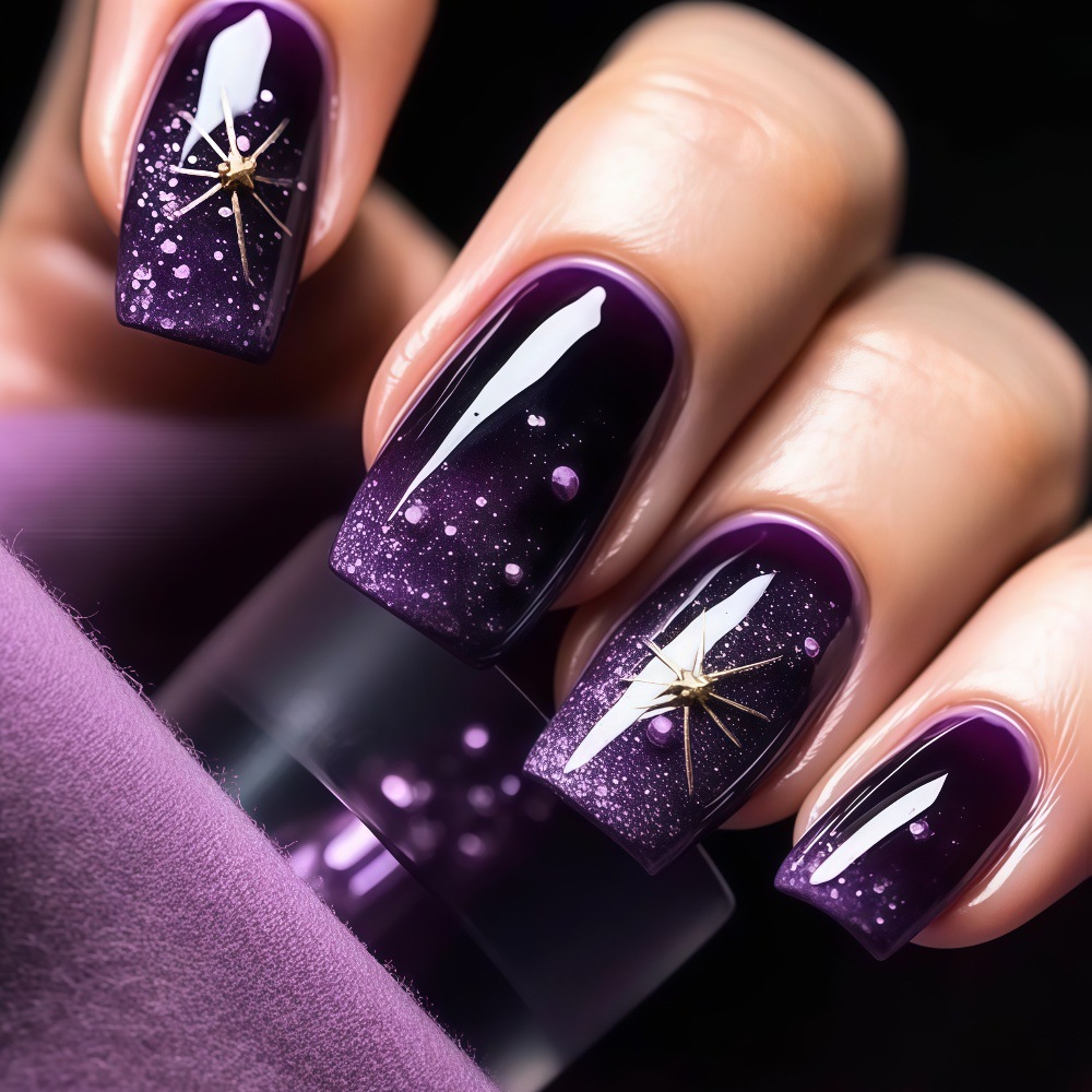 Nail Art Fake - Kuku palsu pendek sedang dengan gradasi