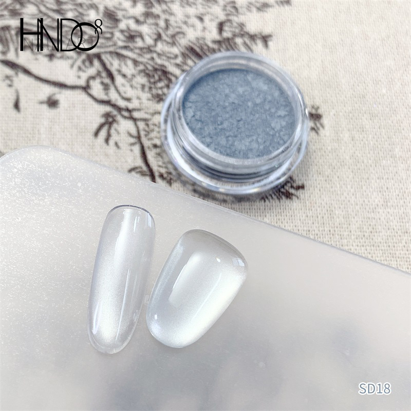 Dip Powder Nail - HNDO Baru Perak Putih 3D Mata