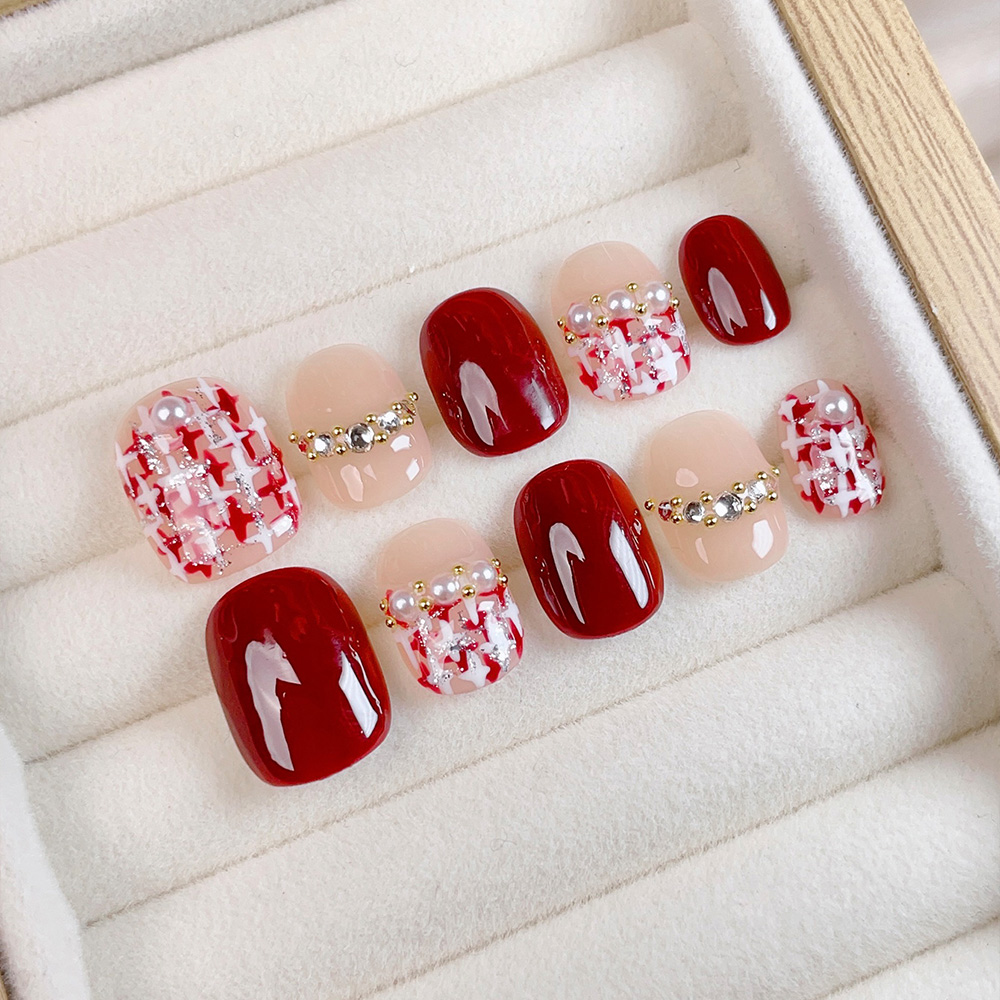Nail Art Fake - 10pcs Kuku Palsu Pendek Persegi Bulat