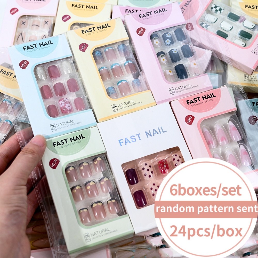 6 Kotak/Set Kuku Palsu Pendek  - Nail Art Fake ulasan dan harga