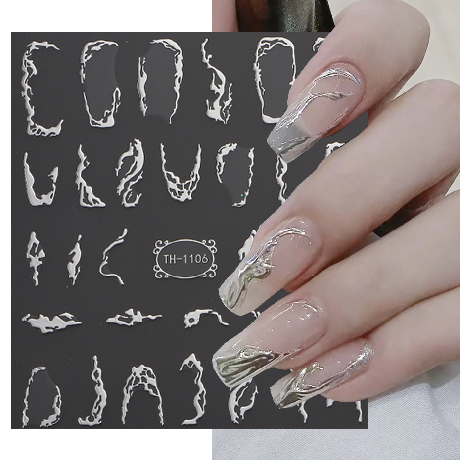 Stiker kuku garis metalik 3D,  - Nail Art Full Design ulasan dan harga