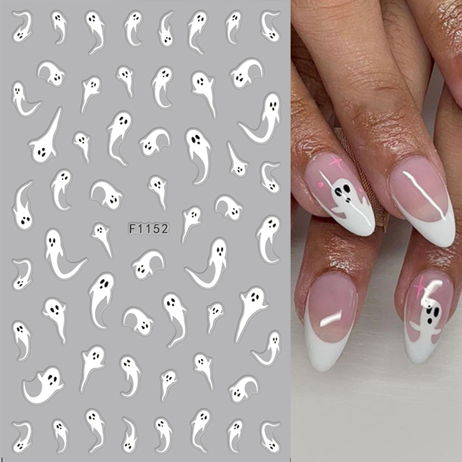 2 Buah Stiker Kuku Seram Hallo - Nail Art Full Design ulasan dan harga