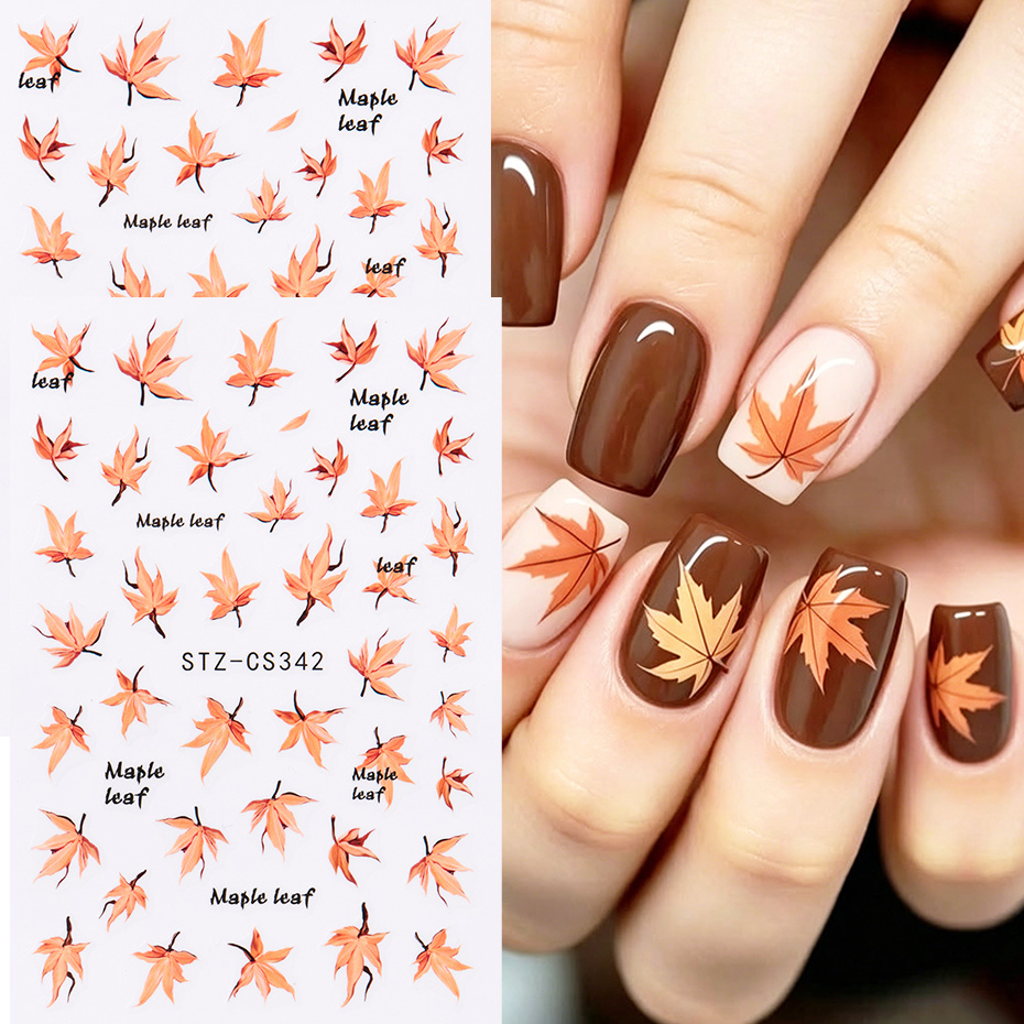 2 Buah Stiker Seni Kuku Daun M - Nail Art Full Design ulasan dan harga