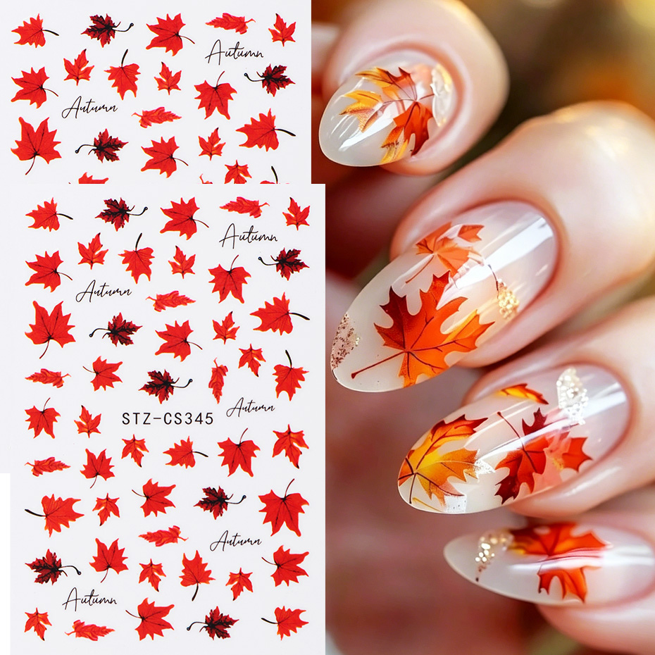 2 Buah Stiker Seni Kuku Daun M - Nail Art Full Design ulasan dan harga