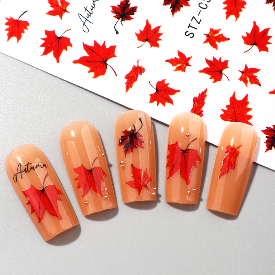 2 Buah Stiker Seni Kuku Daun M - Nail Art Full Design ulasan dan harga