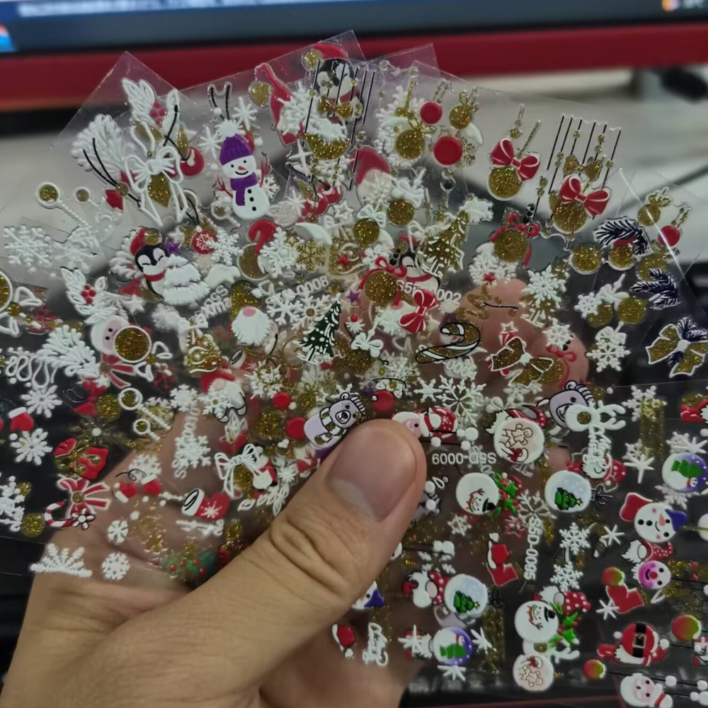 Stiker kuku timbul Natal Glitt - Nail Art Xmas 2025 ulasan dan harga