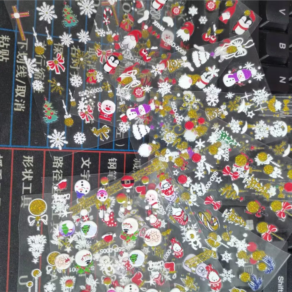 Stiker kuku timbul Natal Glitt - Nail Art Xmas 2025 ulasan dan harga