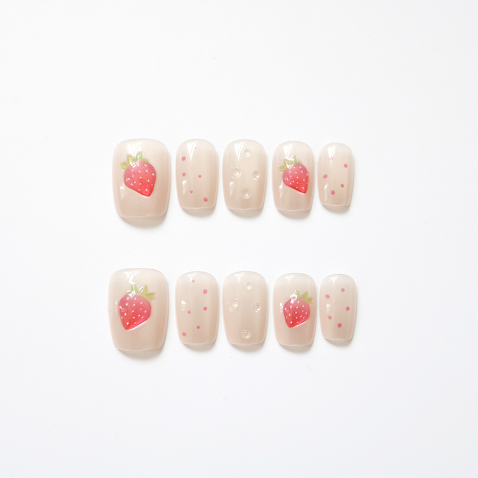 10 Buah Kuku Palsu Stroberi Bu - Nail Art Fake ulasan dan harga