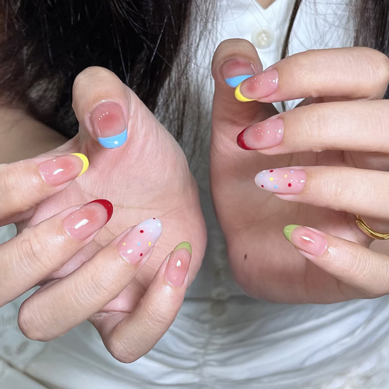 24Pcs Set Kuku Palsu Almond Po - Nail Art Fake ulasan dan harga