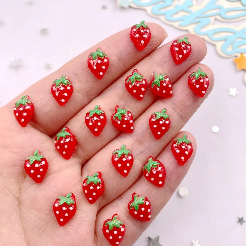 60 Buah Patung Stroberi Merah  - Nail Art Quirky ulasan dan harga