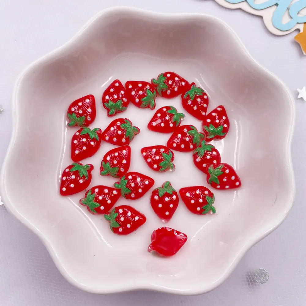60 Buah Patung Stroberi Merah  - Nail Art Quirky ulasan dan harga