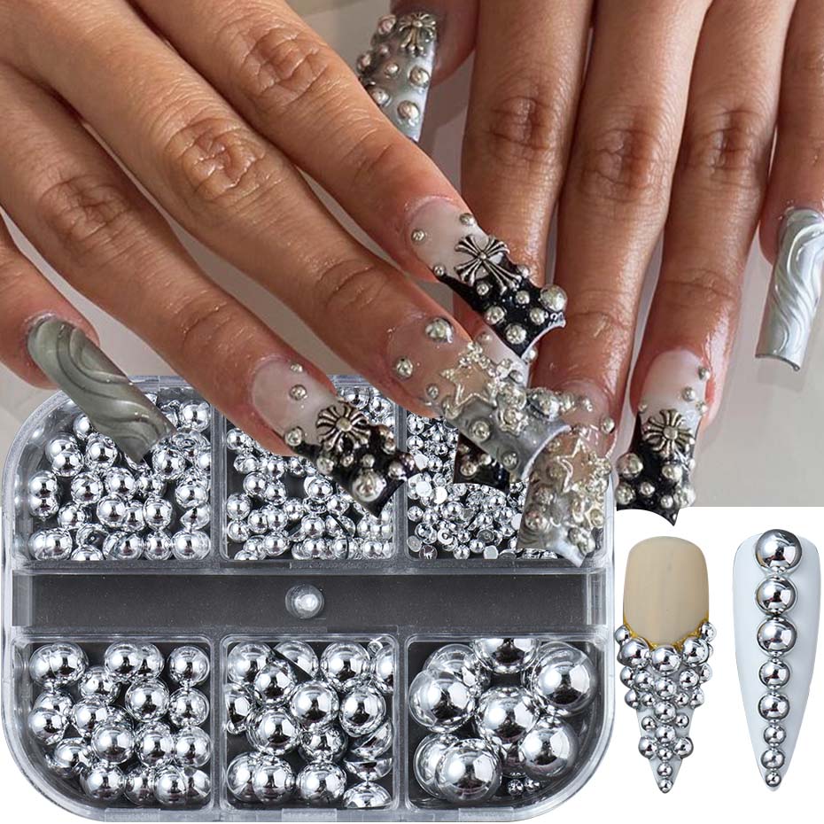 6 Grid Mutiara Setengah Lingka - Nail Art Full Design ulasan dan harga