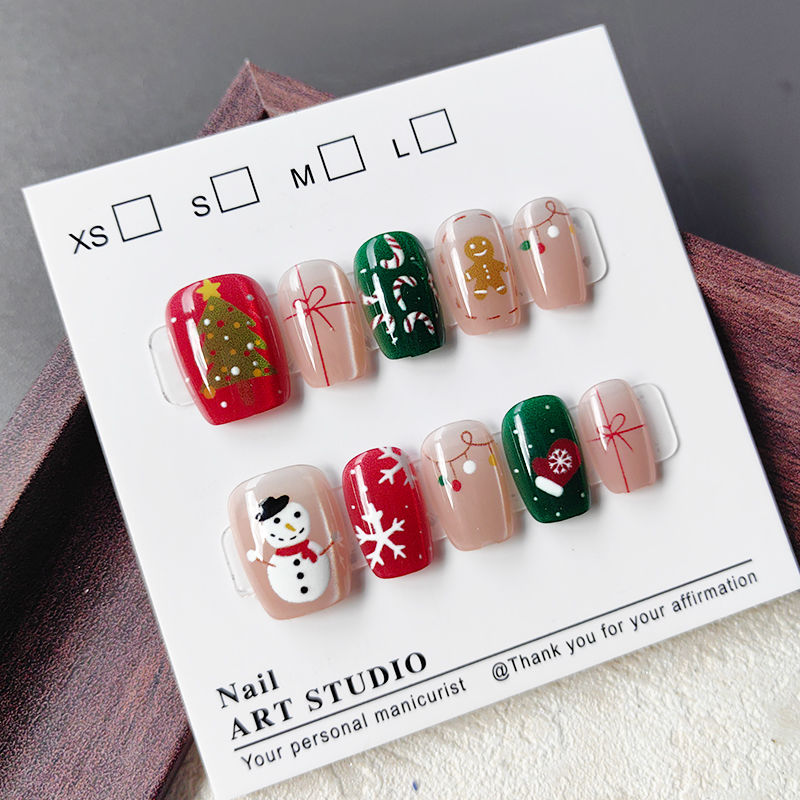 10 Pcs Kuku Palsu Natal Seteng - Nail Art Fake ulasan dan harga