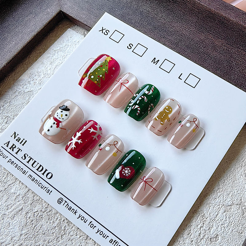 10 Pcs Kuku Palsu Natal Seteng - Nail Art Fake ulasan dan harga