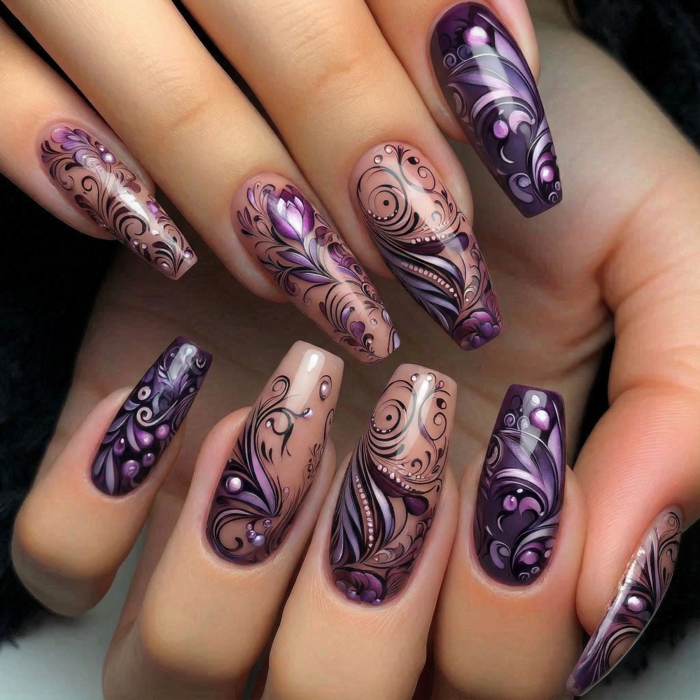 Kuku palsu sedang untuk wanita - Nail Art Full Design ulasan dan harga